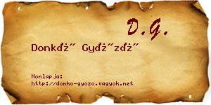 Donkó Győző névjegykártya